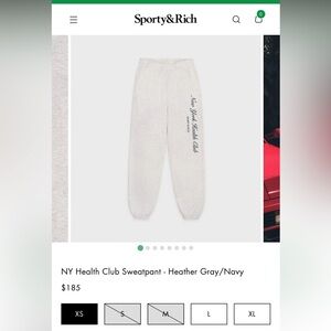 Sporty & Rich NY Health Club Sweatpant - Heather Gray/Navy. NWT never worn.